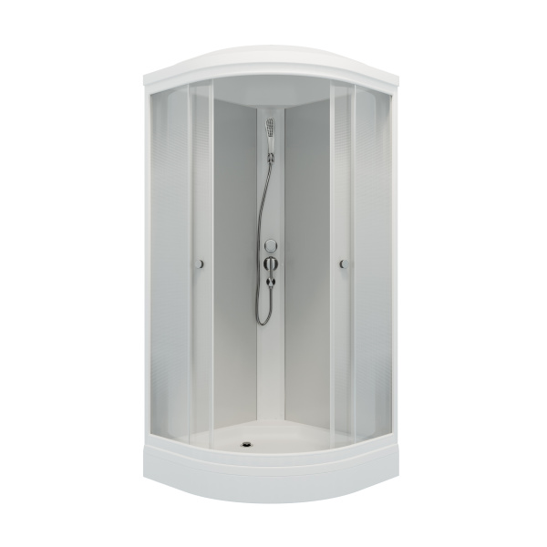 Душевая кабина ЛАЙТ А3 1000х1000 полукруглый низкий поддон, стекло Градиент, профиль белый, ДН4 ТРИТОН (кабина/7мест+сифон D90мм)