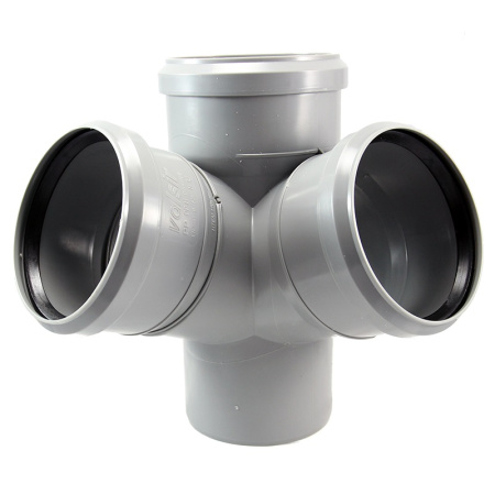 Крестовина двухплоскостная 110*110*110/67 серая безнапорная для внутренней канализации