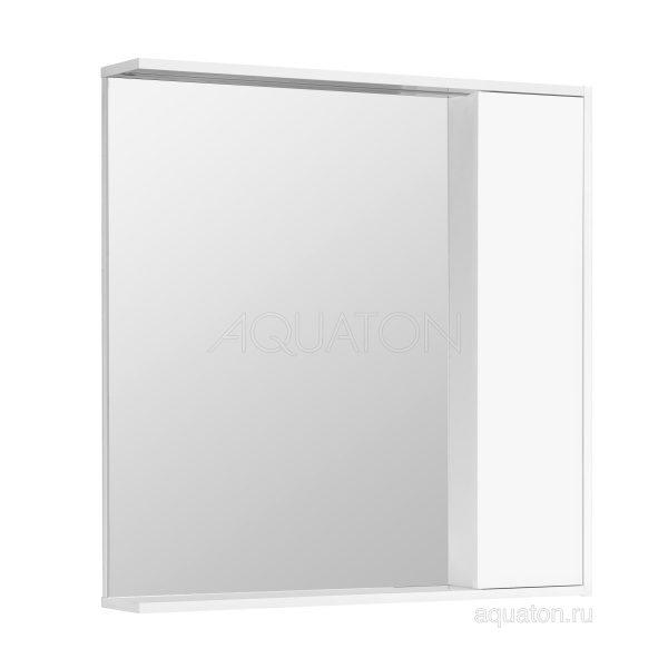 Зеркальный шкаф Aquaton Стоун 80 белый, светодиодный светильник, 2 полки, 2 навеса, петли с интегрированной системой плавного закрывания, 76х15х83,3, белый