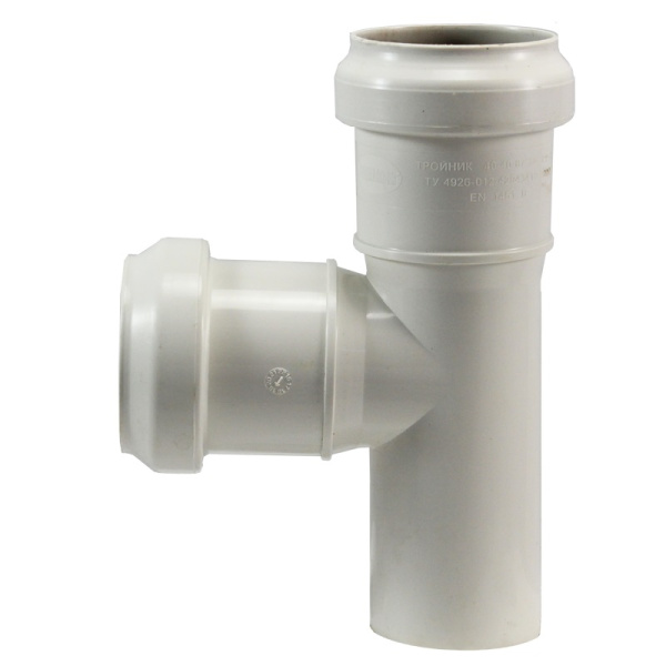 КОМФОРТ Тройник D050*050*87 с пониженным уровнем шума белый безнапорный для внутренней канализации