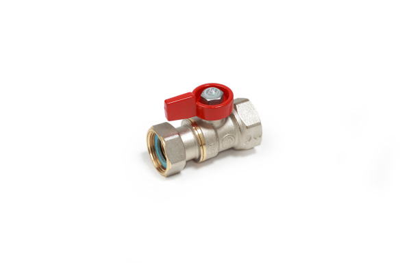 Кран шаровой 1/2"х1/2" г/г бабочка, с отводом с накидной гайкой GIACOMINI