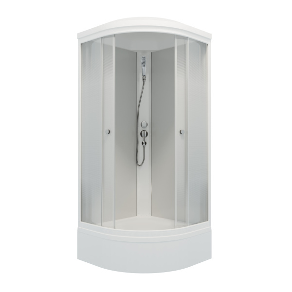 Душевая кабина ЛАЙТ В3 900х900 полукруглый средний поддон, стекло Градиент, профиль белый, ДН4 ТРИТОН (кабина/7мест+сифон D50мм)