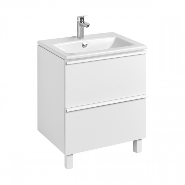 Тумба напольная Aquaton Хюгге 60, 2 ящика, белый матовый под умывальник Элина-60