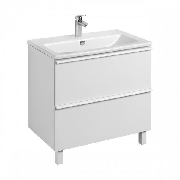 Тумба напольная Aquaton Хюгге 75, 2 ящика, белый матовый под умывальник Элина-75