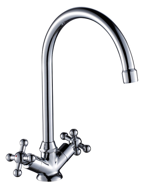 Смеситель для кухни двуручный с высоким поворотным изливом 260мм, RoSSinka SILVERMIX