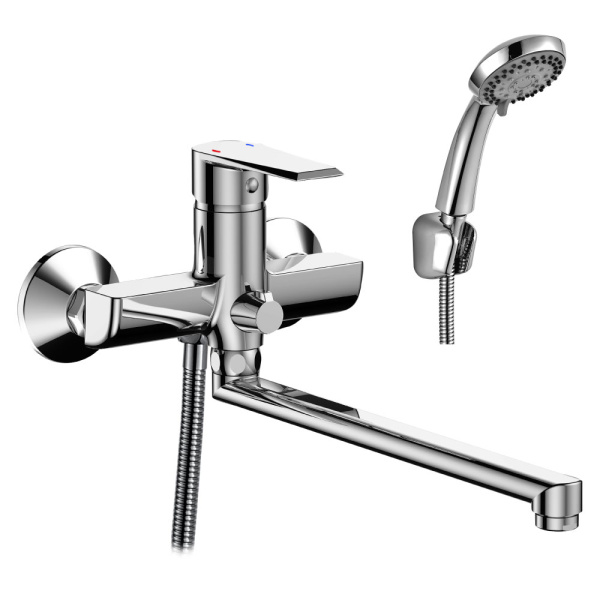 Смеситель для ванны одноручный с плоским изливом 350мм, картридж 35мм, RoSSinka SILVERMIX