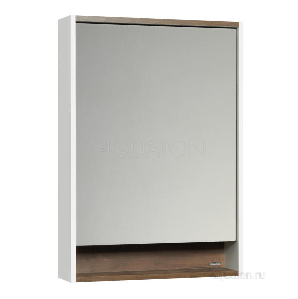 Зеркальный шкаф Aquaton Капри 60, регулирумые полочки,светодиодная подсветка, таксония темная, 60х85 см