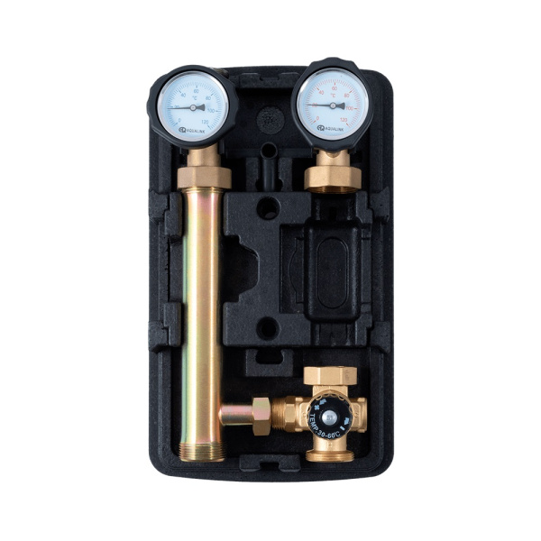 Насосная группа быстрого монтажа с универсальным трёхходовым термостатическим клапаном 1 1/2" в теплоизоляции, без насоса AQUALINK