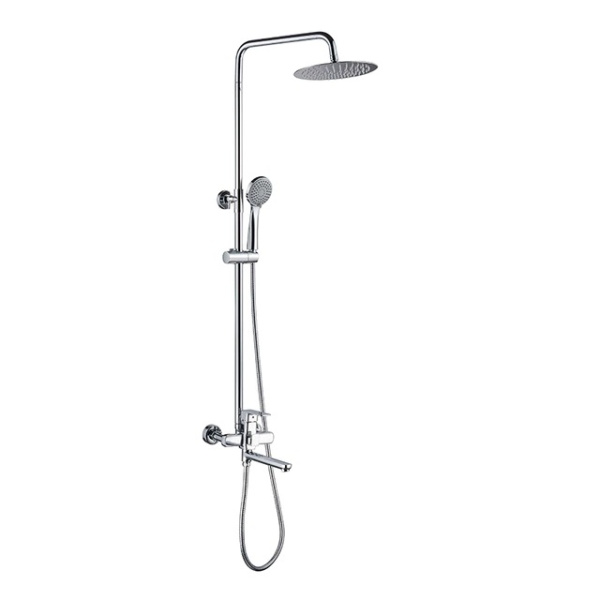 Душевая система со смесителем для душа с верхней душевой лейкой "Тропический дождь", 3-функциональной лейкой и поворотным изливом, хром Accoona A83126