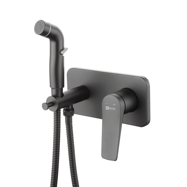 Смеситель LEMARK BRONX встраиваемый с гигиеническим душем, черный