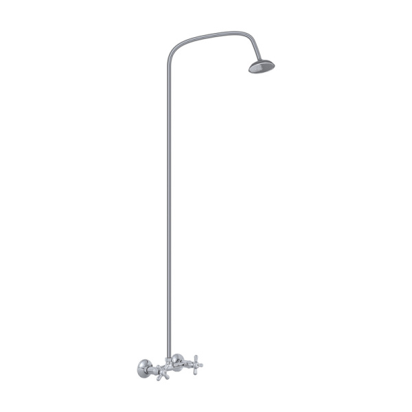 Смеситель для душа со стационарной душевой сеткой, двуручный, О42