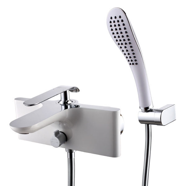 Смеситель LEMARK MELANGE для ванны с коротким изливом, хром/белый