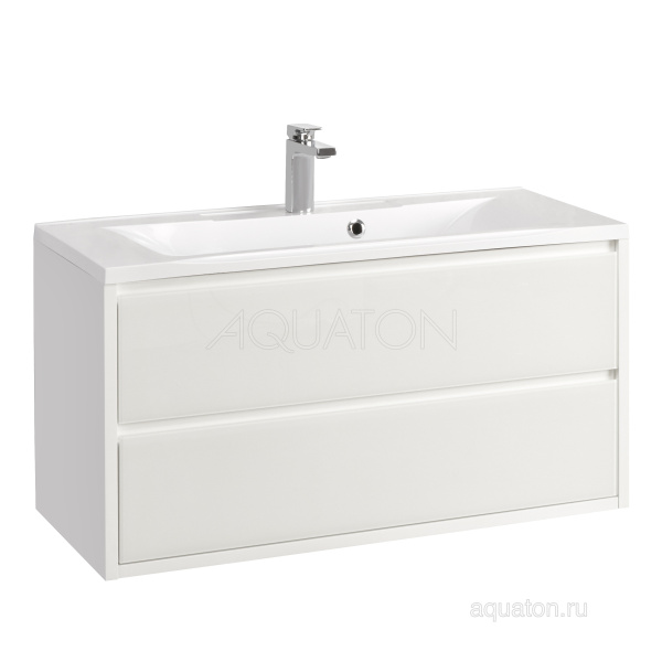 Тумба под раковину Aquaton Римини 100 белый глянец под умывальник Премьер/Айрис 100