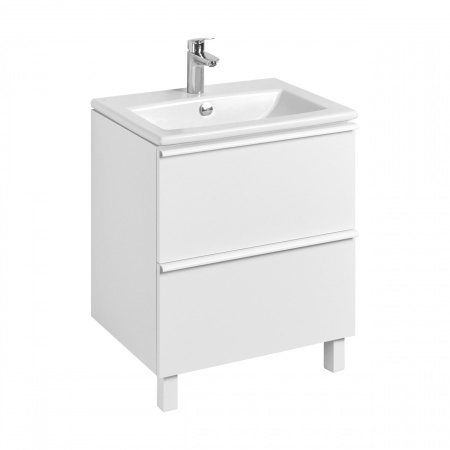 Тумба напольная Aquaton Хюгге 60, 2 ящика, белый матовый под умывальник Элина-60
