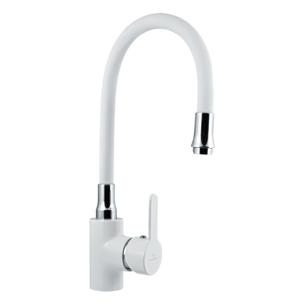 Смеситель для мойки с высоким изливом из силикона, одноручный, белый, Ф26